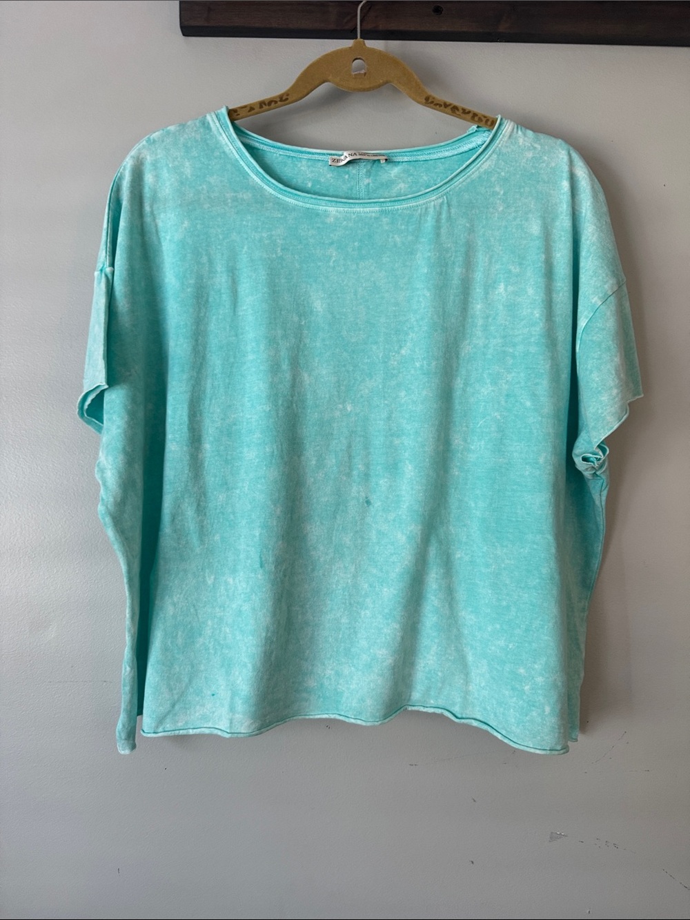 Zenana Outfitters Mineral-Wash Aqua Short Sleeve Tee